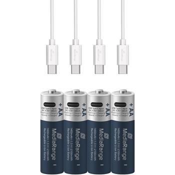 Preview: USB-C Li-Ion AA Akkus: 1,5V, 1400mAh, 4er-Pack wiederaufladbar & hohe Kapazität, Schnelles Laden, lange Laufzeit für Haushalt & Technik