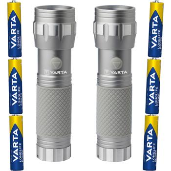 2-er Set Varta LED UV Taschenlampe, 395-400 nm, inkl. 3x Batterien, Multi LED Technologie 14x UV-LEDs (UV A), Ultraviolettes Licht