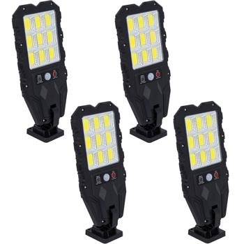 4er-Set Solar-Aussen-Wandstrahler mit Bewegungsmelder & Fernbedienung, 108 SMD LEDs, IP65, superhelle, wetterfeste Aussenbeleuchtung für Einfahrt, Hof & Garten