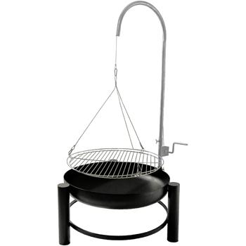 Stabiler Schwenkgrill mit Edelstahl-Grillrost und Feuerschale, perfekte Grillabende & gemütliche Lagerfeuer