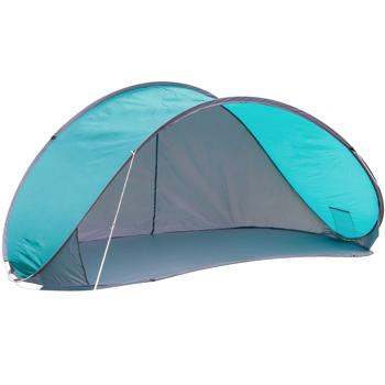 Pop-Up Strandmuschel, grau-türkis : Sekundenschneller Aufbau für Strand & Garten, UV-Schutz UV50+, leicht & geräumig