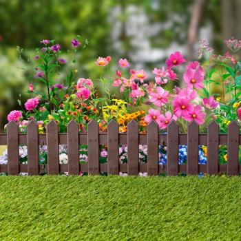 Preview: Beeteinfassung im Zaun-Design, 4er-Set, 40,5 x 29,5cm, braun, Beetkanten & gepflegter Garten, wetterfest, flexibel & langlebig, einfache Montage