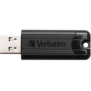 Verbatim PinStripe USB-Stick 128 GB - USB 3.2 SuperSpeed für schnelle Datenübertragung - Schwarz, Typ-A, 30MB/s Lesen, 10MB/s Schreiben