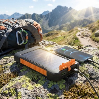 Solar-Powerbank 8.000 mAh IP65: Robust, 2x USB-A, LED-Licht – Eine Outdoor-Ladestation für Smartphone & Tablet auf jeder Tour