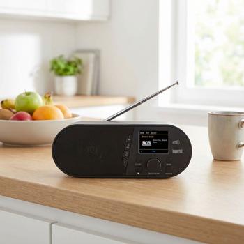 Kompaktes Digitalradio mit DAB+und UKW, Bluetooth 5.1, LCD-Farbdisplay, Wecker, 14 W, kristallklarer Empfang