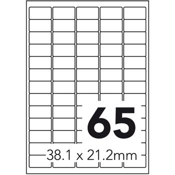 Preview: Universal-Klebe-Etiketten - stark haftend, selbstbedruckbar & wischfest - 38.1 x 21.2 mm, 3250 weisse Etiketten - für alle Drucker