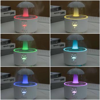 Preview: Aroma Diffuser 300ml mit Regenlampe – Schirm Design, 7 Farben LED, Timer & Fernbedienung, Luftbefeuchter zur Aromatherapie & beruhigende Atmosphäre