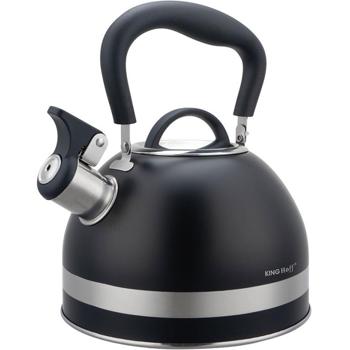 Preview: Klassischer Wasserkessel (1,8L, matt-schwarz) - Edelstahl, rostfrei & kratzfest - für alle Herdarten - Elegant + hochwertig