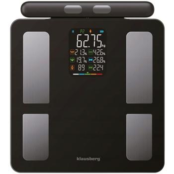 Preview: Profi Personenwaage mit Handsensoren & digitalem Farbdisplay, schwarz: umfangreiche Körperanalyse für Gesundheit & Fitness, präzise Messungen