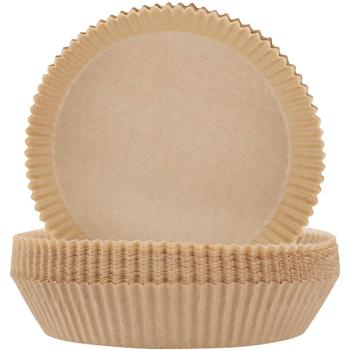 Verstärkte Backpapier-Einlagen für Heissluftfritteusen, 100Stck,  Ø 20 cm, antihaft, hitzebeständig & passgenau, für sauberes & einfaches Frittieren