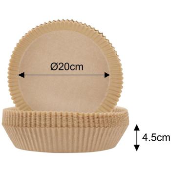 Preview: Verstärkte Backpapier-Einlagen für Heissluftfritteusen, 100Stck,  Ø 20 cm, antihaft, hitzebeständig & passgenau, für sauberes & einfaches Frittieren