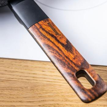 Preview: Hochwertiges Design Topf- und Pfannen-Set m. marmorierter Antihaftbeschichtung, inkl. Untersetzer, Glasdeckel, Soft Touch Griffe, 12-teilig, schwarz