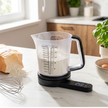 Digitale 2in1 Küchenwaage mit Messbecher, 1,5L: Wiegen & Messen in einem, präzise & einfach zu reinigen, für Backen, Kochen & Genuss