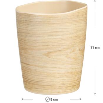 Preview: 2er-Set Bruchfester Melaminbecher in Holzoptik-Design, 9 x 11 cm: Ein langlebiger Trinkbecher – Perfekt für Camping, Picknicks & Alltag