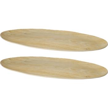2er-Set Ovale Servierplatte aus Melamin in Holzoptik-Design, 43 x 20 x 1,6 cm – Perfekt für Camping, Picknick und Zuhause – bruchfest, robust und leicht