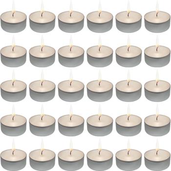 Preview: 30 Teelichter im Sparpack: Lange Brenndauer, russarm & gleichmässig, ideal für Teelichthalter, Rechaud, Duftlampen & Dekoration