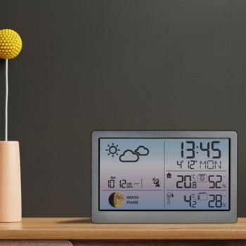 Preview: Premium Wetterstation m. Farbdisplay und Aussensensor, Messung von Temperatur, Mondphase, Raumklima-Überwachung, Wettervorhersage
