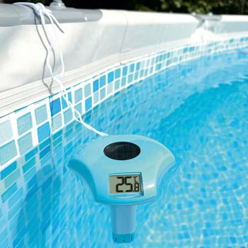 Preview: Digitales Solar-Poolthermometer mit Akku: Kabellose Temperaturmessung für Pools & Teiche, wetterfest, präzise & energiesparend