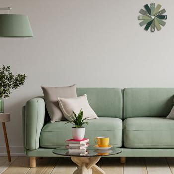 Preview: Design-Wanduhr CLOCK IN THE BOX, Masse: Ø 40 cm, grün: Moderne Wanddekoration & Blickfang, leise & hochwertig, für Wohnzimmer & Küche