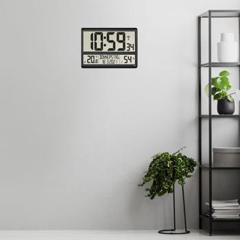 Preview: Digitale Funkuhr mit XL-Display und Raumklima-Werten, automatische Zeiteinstellung & einfache Ablesbarkeit für Büro, Wohnzimmer & Küche