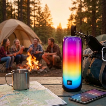 Kompakter 10W Bluetooth Lautsprecher mit farbiger RGB-LED: Musikgenuss mit visuellen Highlights, kabellos, leicht & perfekt für Partys, Camping & den Alltag
