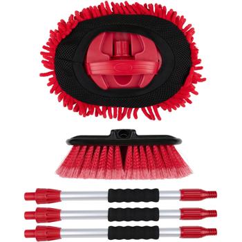 Autowaschbürsten-Set mit Wasseranschluss: Schonende Felgen- & Karosseriebürsten für makellose Reinigung, Ideal für Auto, Motorrad & Wohnmobil