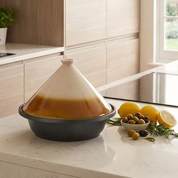 Traditionelle Tagine (Tajine) mit Deckel aus Keramik, 2,5 l, Ø 30 cm: Für schonendes Schmoren & aromatische Gerichte, marokkanische Küche