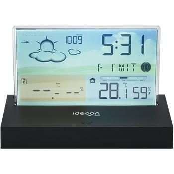 Preview: Moderne Funk-Wetterstation farbig: Rahmenloses LCD-Display für präzise Wetterprognose & Hygrometer – Mit Aussensensor