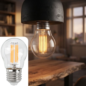 LED Filament Lampe G45 E27 4W 400lm Warmweiss 2500K Vintage Glühbirne Retro Glühlampe Dimmbar Warmes Licht Kugelform Edison Tropfenlampe