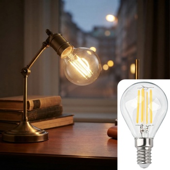 LED Filament Lampe G45 E14 4W 400lm Warmweiss 2500K Vintage Glühbirne Retro Glühlampe Dimmbar Warmes Licht Kugelform Edison Tropfenlampe
