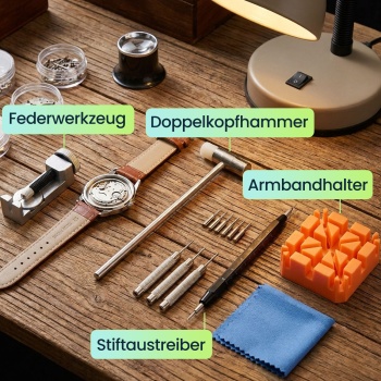 Preview: Profi Uhrenarmband-Reparaturset 26-tlg. – Armbandkürzer & Werkzeug Set für den Bandwechsel – Uhrenwerkzeug für zu Hause