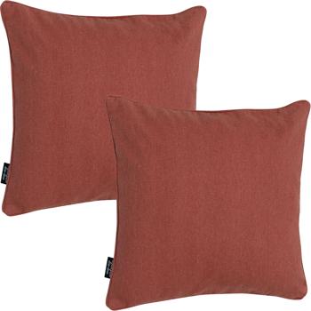 2er-Set Deko-Kissen - wasserabweisend, UV-Schutz, antibakteriell - 50x50x10 cm, terra, Madison Ökostoffe, ideal für Lounge, Garten & Sofa