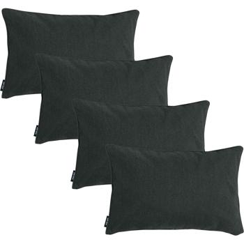 4er-Set Deko-Outdoorkissen dunkelgrau - Wasserabweisend, UV-Schutz, recycelt - 50x30x10 cm für Lounge, Gartenstuhl & Sofa