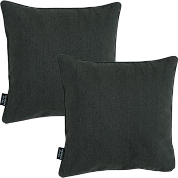 2er-Set Deko-Kissen Outdoor (Dunkelgrau, 50x50x10) - Wasserfest + UV-beständig - Hochwertig, für Lounge, Garten, Balkon - Komfort pur