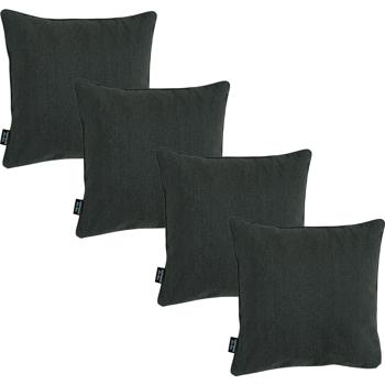 4er-Set Deko-Kissen Outdoor (Dunkelgrau, 50x50x10) - Wasserfest + UV-beständig - Hochwertig, für Lounge, Garten, Balkon - Komfort pur
