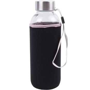 Stilvolle Glas-Trinkflasche mit Neopren-Hülle, 420 ml: Hält Getränke länger kühl/warm, robust, leicht & umweltfreundlich für den Alltag