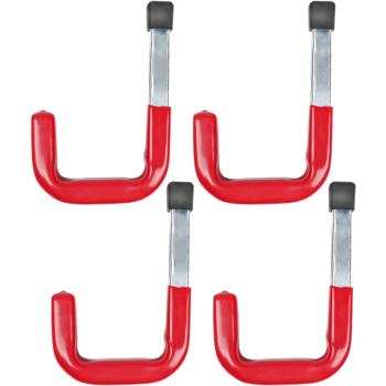 Stabile Wandhaken mit Gummierung, 4-tlg, je 40 kg, 12x8 cm : schonende & sichere Aufbewahrung, rutschfest für Werkzeug, Fahrräder & Haushaltsgeräte