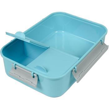 Preview: Stabile Lunchbox mit Kunststoff Clip-Deckel, 3-Fächer, 1,2 l: Für portionierte Mahlzeiten & Snacks, für Schule, Büro & Reise