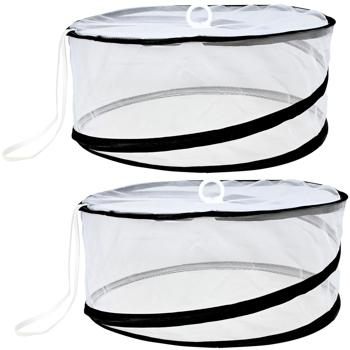 2er-Set Runde Insekten-Abdeckhaube für Lebensmittel, faltbar: Schützt effektiv vor Fliegen & Co., leicht & wiederverwendbar für drinnen & draussen