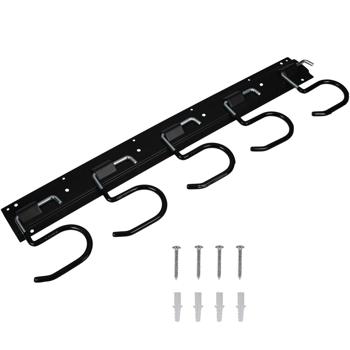 Preview: Robuste Garten-Gerätehalterleiste mit 5 Haltern: Ordnung & schneller Zugriff, platzsparend & einfach montiert, für Gartenwerkzeug & Geräte