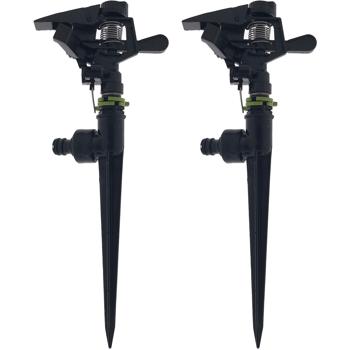 2er-Set Flexibler Kreisregner mit Erdspiess: 30°-360° einstellbar für präzise Bewässerung, Rasensprenger ideal für Rasen, Garten & Beete