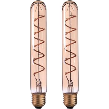 2er-Set LED-Filament-Lampe Röhre T30 E27 - Dimmbar für gemütliche Atmosphäre - Warmweiss 240 Lumen, 4W, 25.000h Lebensdauer - Wohn- & Schlafzimmer
