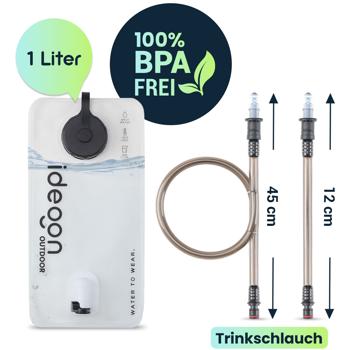 Preview: Ultraleichte Umhängetasche mit Trinkblase, 1l - Crossbody Bag mit Trinksystem ideal fürs Wandern, Laufen, Biken, Sport und Outdoor