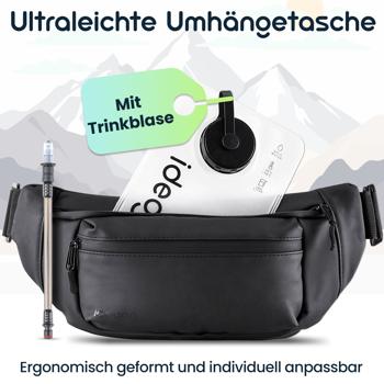 Preview: Ultraleichte Umhängetasche mit Trinkblase, 1l - Crossbody Bag mit Trinksystem ideal fürs Wandern, Laufen, Biken, Sport und Outdoor