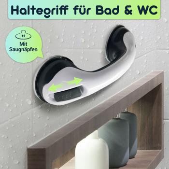 Preview: Haltegriff mit Saugnäpfen für Bad & WC: Bohrerfrei, flexibel & sicher – Ihr mobiler Sturzschutz & Haltgeber im Badezimmer
