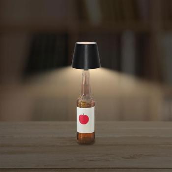 Preview: 2er-Set Akku-Flaschenlampe, schwarz, Ø18x11,5cm: Kabellose LED-Tischleuchte für stimmungsvolle Abende, Dimmbar, portabel & modern