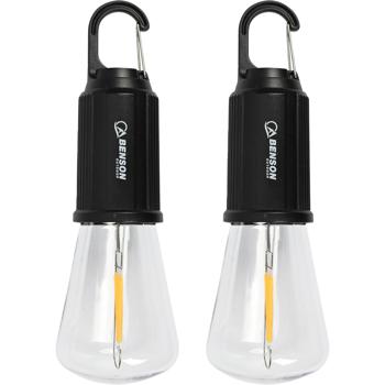 2er-Set LED Campinglampe mit Clip-Haken, schwarz: 100lm, Akku, praktischer Aufhänger – mobile Beleuchtung für Camping- und Outdoor-Abenteuer