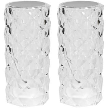 2er-Set Elegante Kristall-Tischleuchte, Touch-Schalter, 15cm: Design-Lampe mit funkelndem Licht für Wohnzimmer & Ambiente