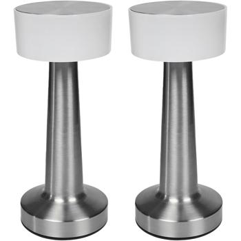 2er-Set Elegante LED Tischlampe in Silber-Optik, Touch-Steuerung: Stilvolle Beleuchtung für Wohnzimmer & Schlafzimmer, ein luxuriöses Deko-Element