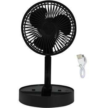 Preview: 2er-Set Mobiler Akku Tischventilator (Schwarz) klappbar mit Handyhalterung: Kabellos erfrischen & Smartphone im Blick, ideal für Büro, Zuhause